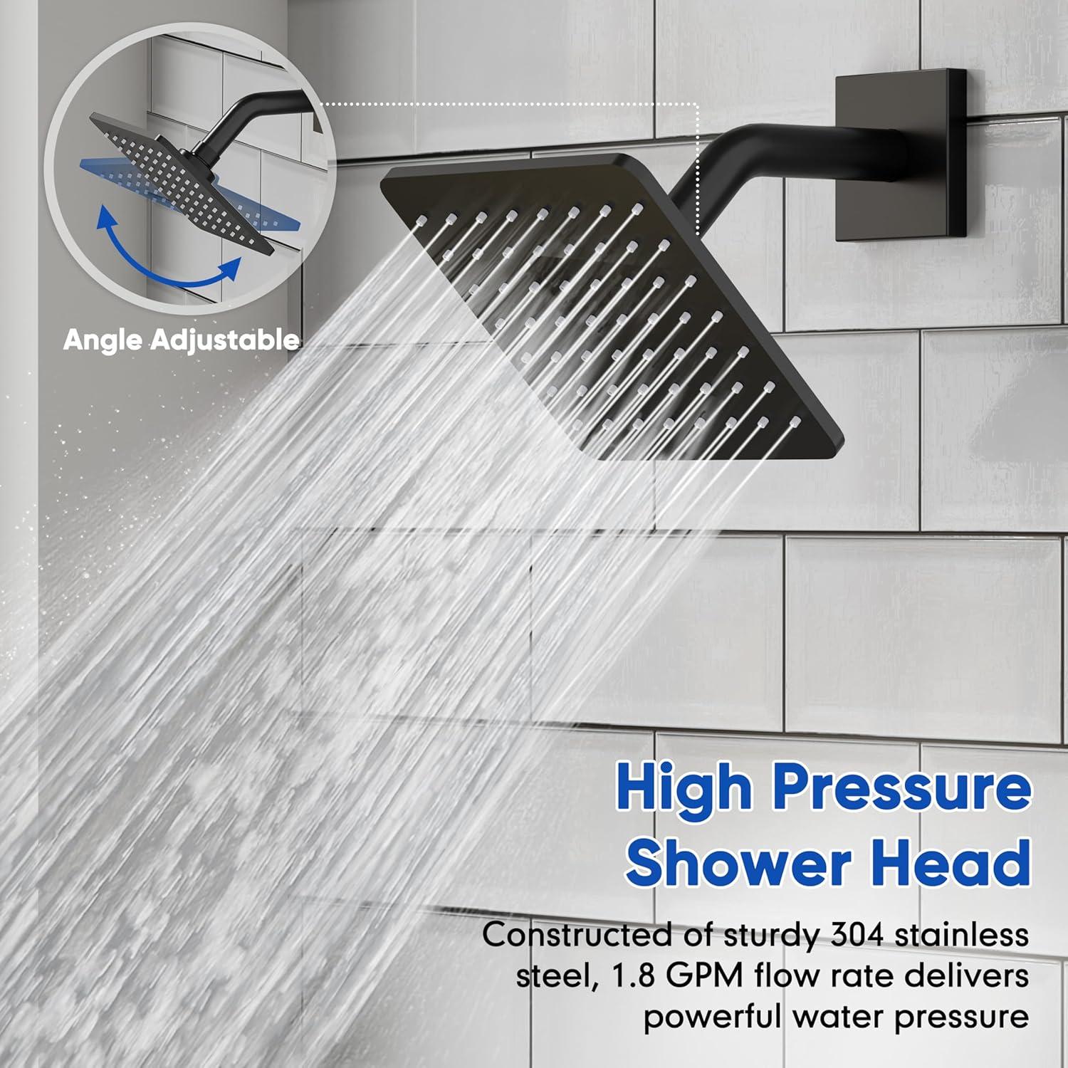 imageBlack Shower Faucet Set All Metal Tub Shower Trim Kit Shower Head and Handle Set Bathtub Shower Faucet Set SingleHandle Tub Shower Trim Kit with Valve Matte Black Valve IncludeMatte Black