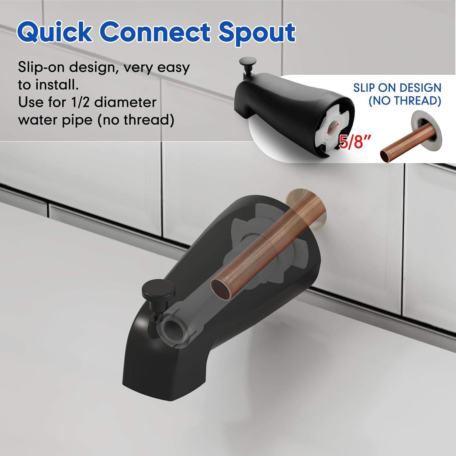 imageBlack Shower Faucet Set All Metal Tub Shower Trim Kit Shower Head and Handle Set Bathtub Shower Faucet Set SingleHandle Tub Shower Trim Kit with Valve Matte Black Valve IncludeMatte Black