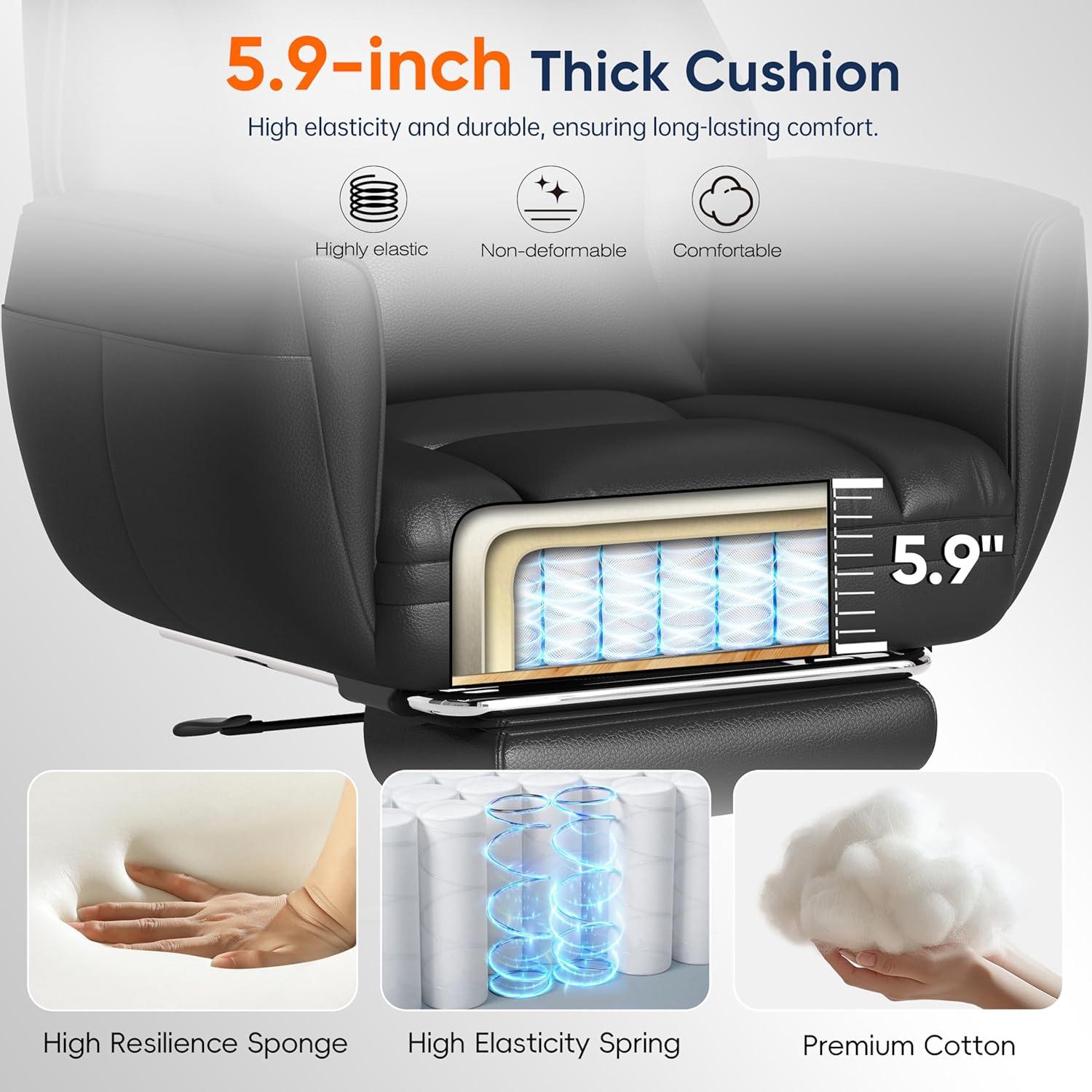 imageGABRYLLY Ergonomic Chair with Footrest Wide Cross Legged Chair with Reversible Armrests 120Tilt Lumbar SupportHeavyDuty Base Big and Tall Executive Chair Plus Black GY82766Black