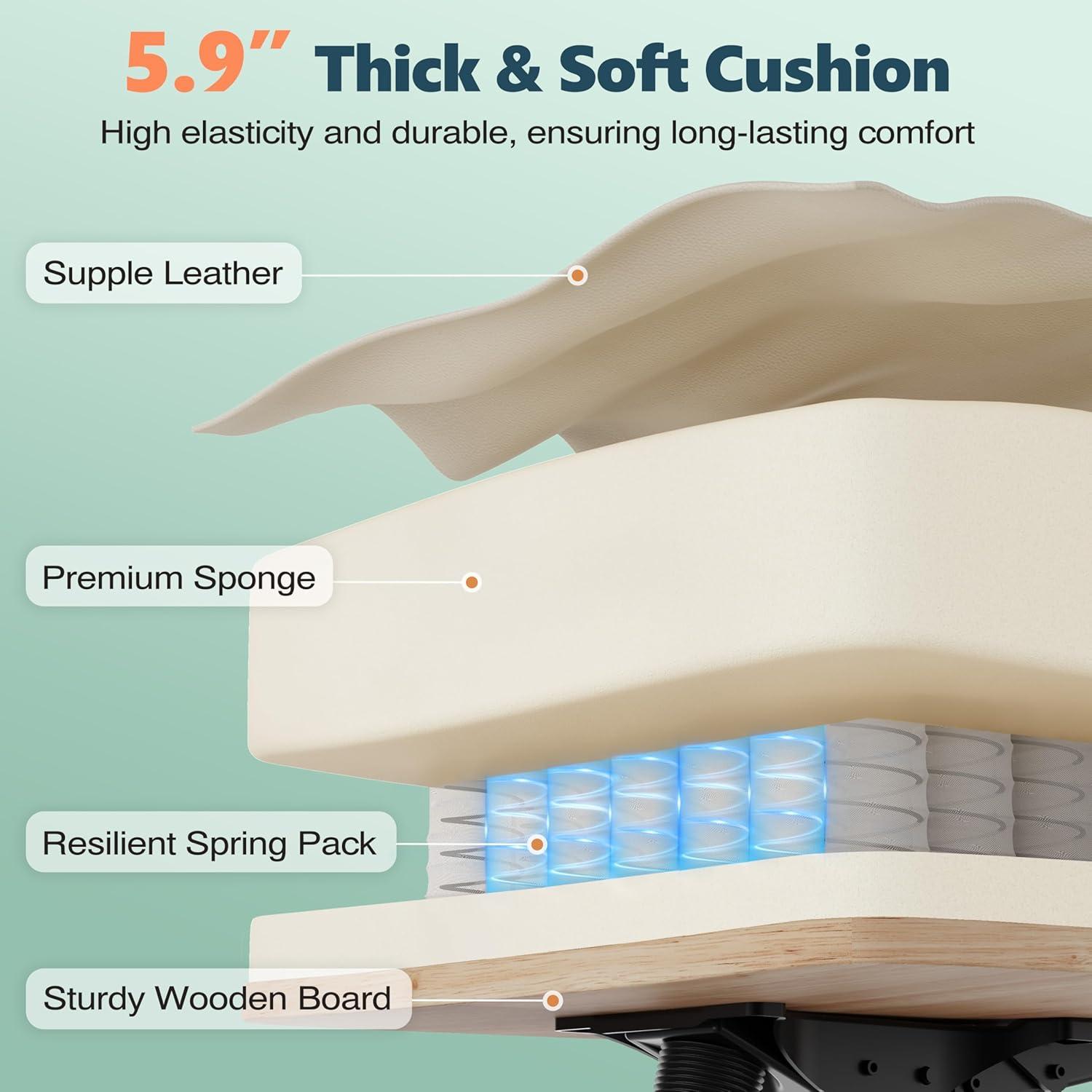 imageGABRYLLY Ergonomic Chair with Footrest Wide Cross Legged Chair with Reversible Armrests 120Tilt Lumbar SupportHeavyDuty Base Big and Tall Executive Chair Plus Black GY82766Ivory