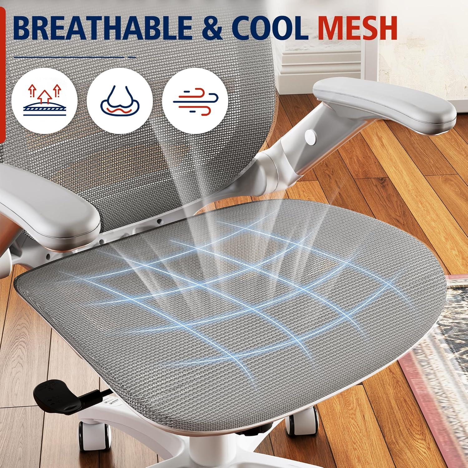 imageGABRYLLY Ergonomic Office Chair High Back Home Desk Chair with Headrest FlipUp Arms 90120 Tilt Lock and Wide Cushion Big and Tall Mesh Chairs for Man Woman Grey Task ChairWhite Frame Dark Grey Mesh