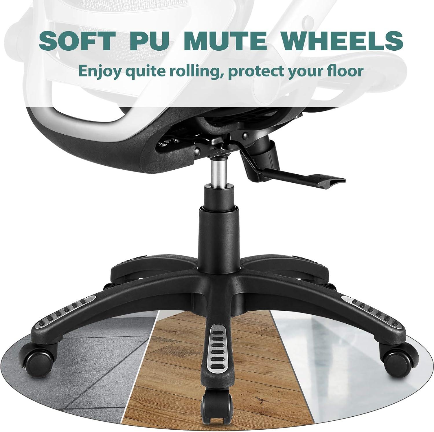 imageGABRYLLY Ergonomic Office Chair High Back Home Desk Chair with Headrest FlipUp Arms 90120 Tilt Lock and Wide Cushion Big and Tall Mesh Chairs for Man Woman Grey Task ChairBlack Frame Dark Woodgrain