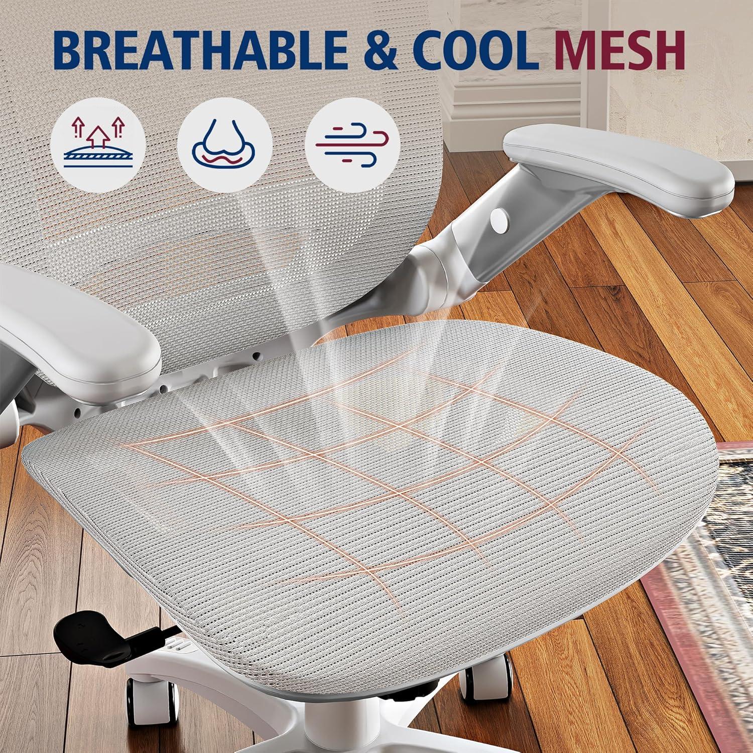 imageGABRYLLY Ergonomic Office Chair High Back Home Desk Chair with Headrest FlipUp Arms 90120 Tilt Lock and Wide Cushion Big and Tall Mesh Chairs for Man Woman Grey Task ChairWhite Frame Grey Mesh