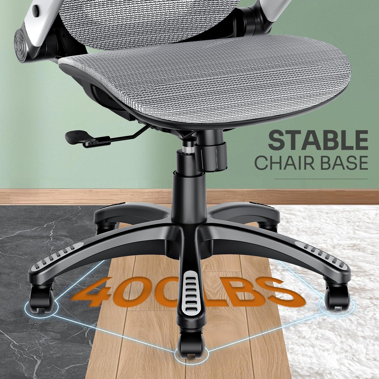 imageGABRYLLY Ergonomic Office Chair High Back Home Desk Chair with Headrest FlipUp Arms 90120 Tilt Lock and Wide Cushion Big and Tall Mesh Chairs for Man Woman Grey Task ChairGrey