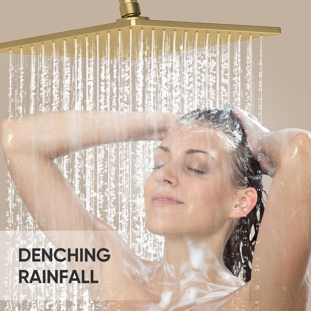 imageGabrylly 10quot Gold Shower Head 25 GPM Water Flow Ceiling Mount Rain Shower Head High Pressure Rainfall Showerheads Brushed Zirconium GoldBrushed Zirconium Gold