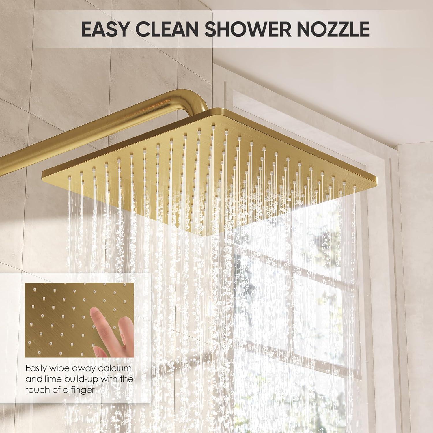 imageGabrylly 10quot Gold Shower Head 25 GPM Water Flow Ceiling Mount Rain Shower Head High Pressure Rainfall Showerheads Brushed Zirconium GoldBrushed Zirconium Gold