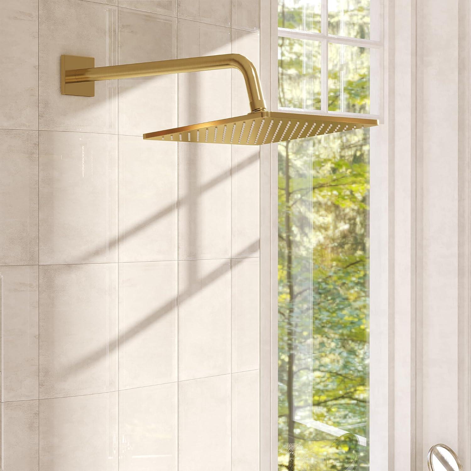 imageGabrylly 10quot Gold Shower Head 25 GPM Water Flow Ceiling Mount Rain Shower Head High Pressure Rainfall Showerheads Brushed Zirconium GoldBrushed Zirconium Gold