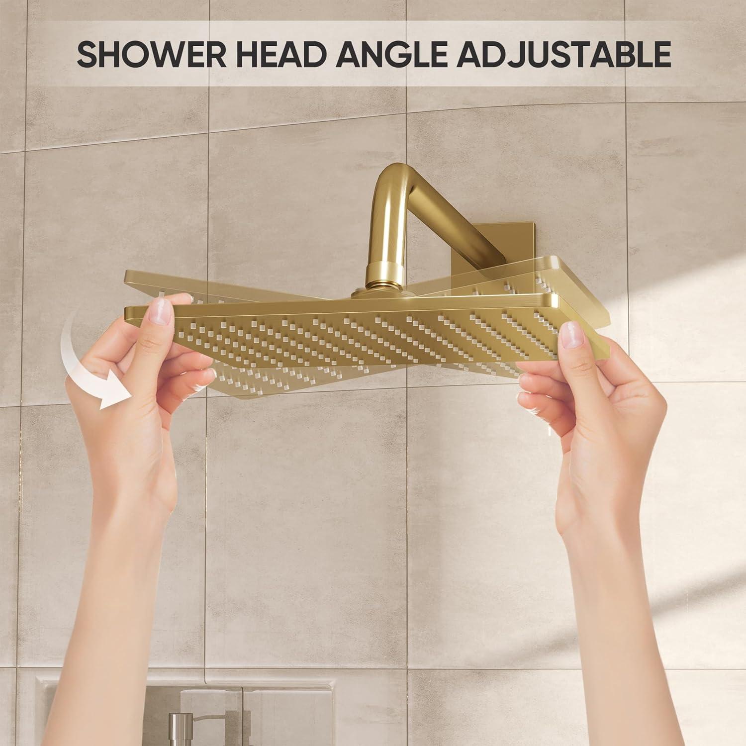 imageGabrylly 10quot Gold Shower Head 25 GPM Water Flow Ceiling Mount Rain Shower Head High Pressure Rainfall Showerheads Brushed Zirconium GoldBrushed Zirconium Gold