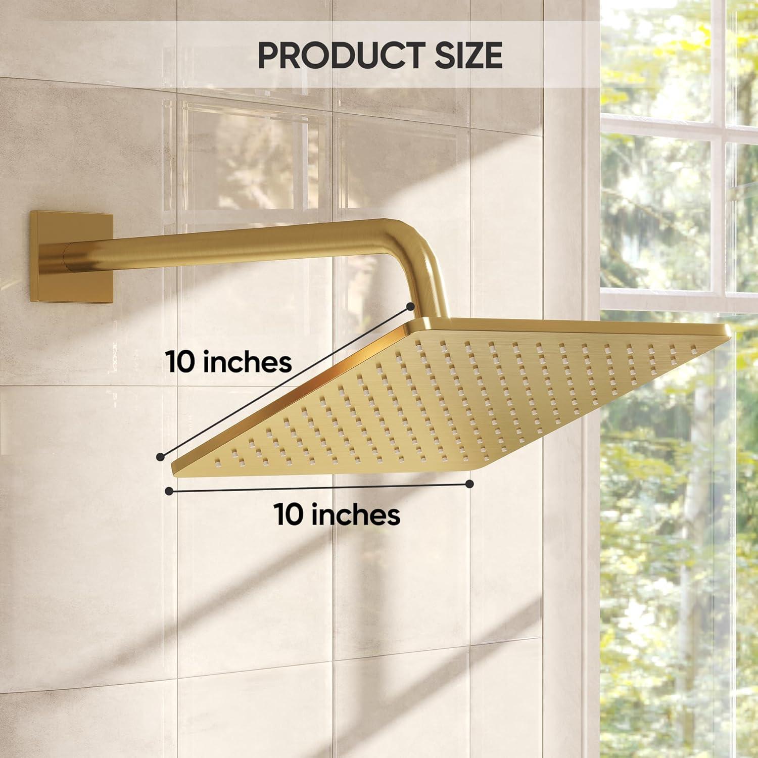 imageGabrylly 10quot Gold Shower Head 25 GPM Water Flow Ceiling Mount Rain Shower Head High Pressure Rainfall Showerheads Brushed Zirconium GoldBrushed Zirconium Gold