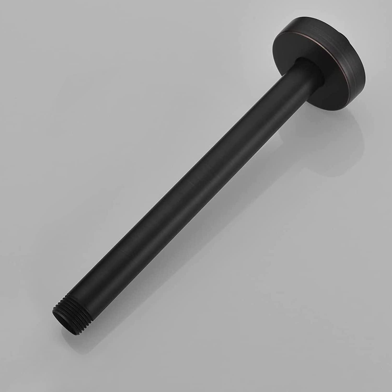 imageGabrylly 8 Inches Round Celing Shower Arm with Flange Solid Brass Oil Rubbed Bronze