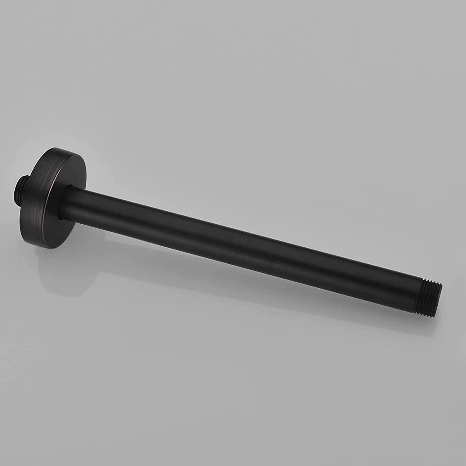 imageGabrylly 8 Inches Round Celing Shower Arm with Flange Solid Brass Oil Rubbed Bronze