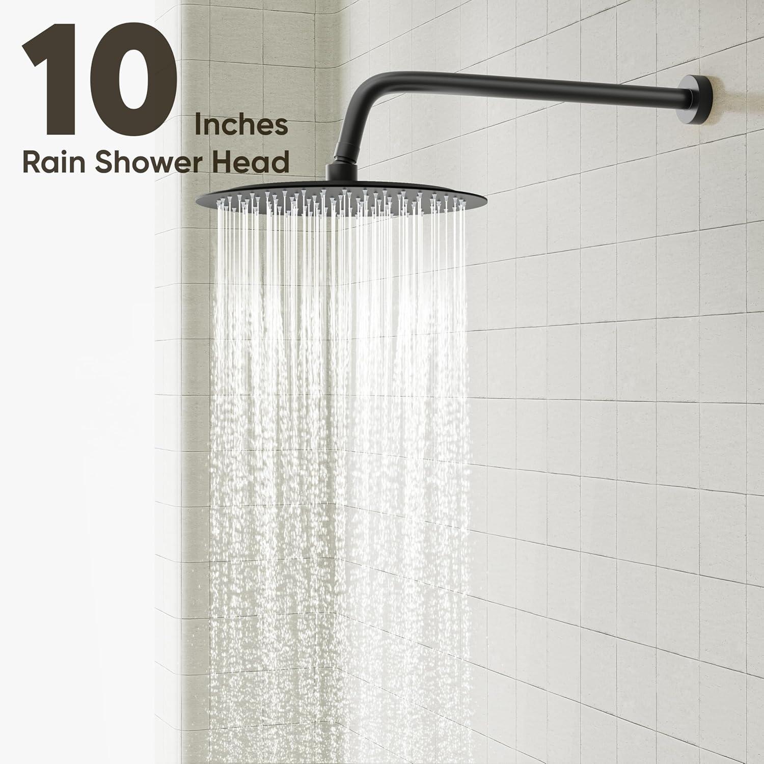 imageGabrylly Gold Shower Head System Shower Faucet Set with Pressure Balance Shower Valve 10 Inch Shower Heads with 5Setting handheld Spray Combo High Pressure Shower Fixtures Brushed GoldMatte Black