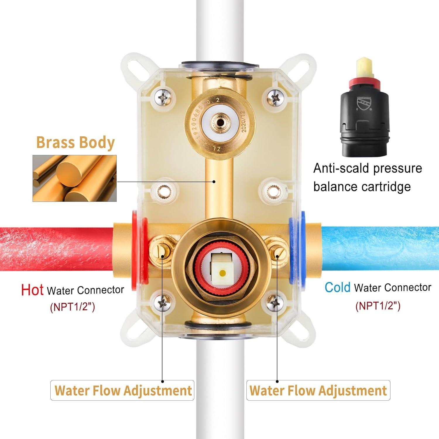 imageGabrylly Gold Shower Head System Shower Faucet Set with Pressure Balance Shower Valve 10 Inch Shower Heads with 5Setting handheld Spray Combo High Pressure Shower Fixtures Brushed GoldBrushed Gold