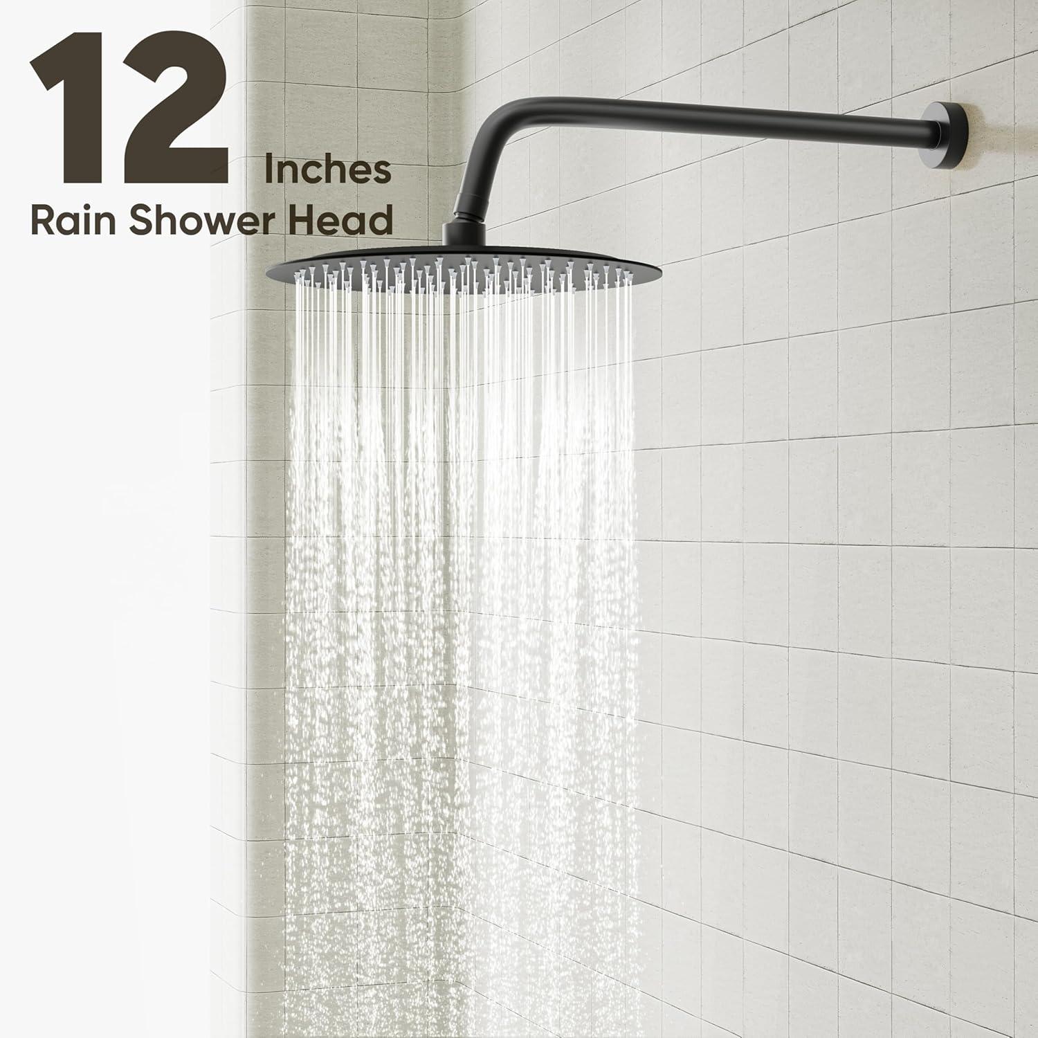 imageGabrylly Gold Shower Head System Shower Faucet Set with Pressure Balance Shower Valve 10 Inch Shower Heads with 5Setting handheld Spray Combo High Pressure Shower Fixtures Brushed GoldMatte Black