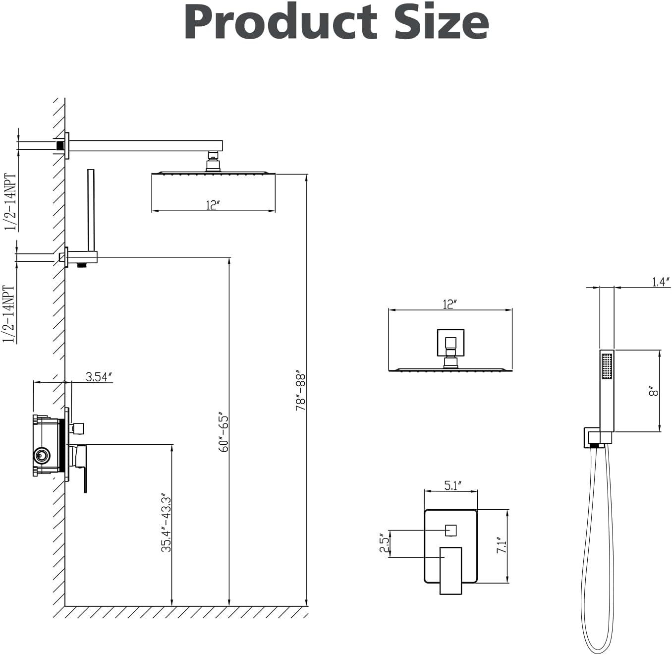 imageGabrylly Gold Shower System HighPressure 10quot Stainless Steel Rain Showerhead with handheld Spray Combo Rainfall Shower Faucet Set Complete 2 Way Valve Included Brushed GoldMatte Black