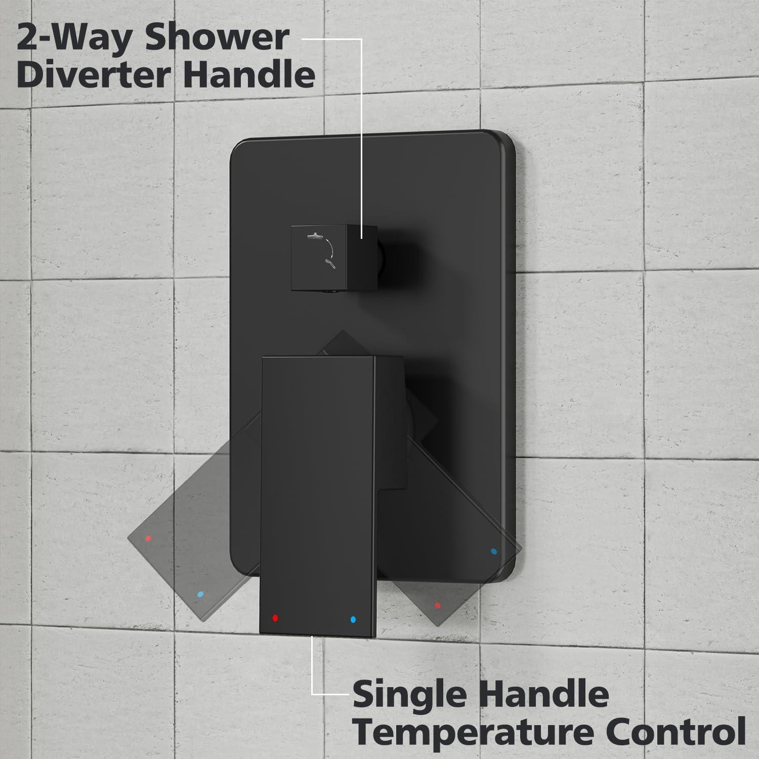 imageGabrylly Gold Shower System HighPressure 10quot Stainless Steel Rain Showerhead with handheld Spray Combo Rainfall Shower Faucet Set Complete 2 Way Valve Included Brushed GoldMatte Black