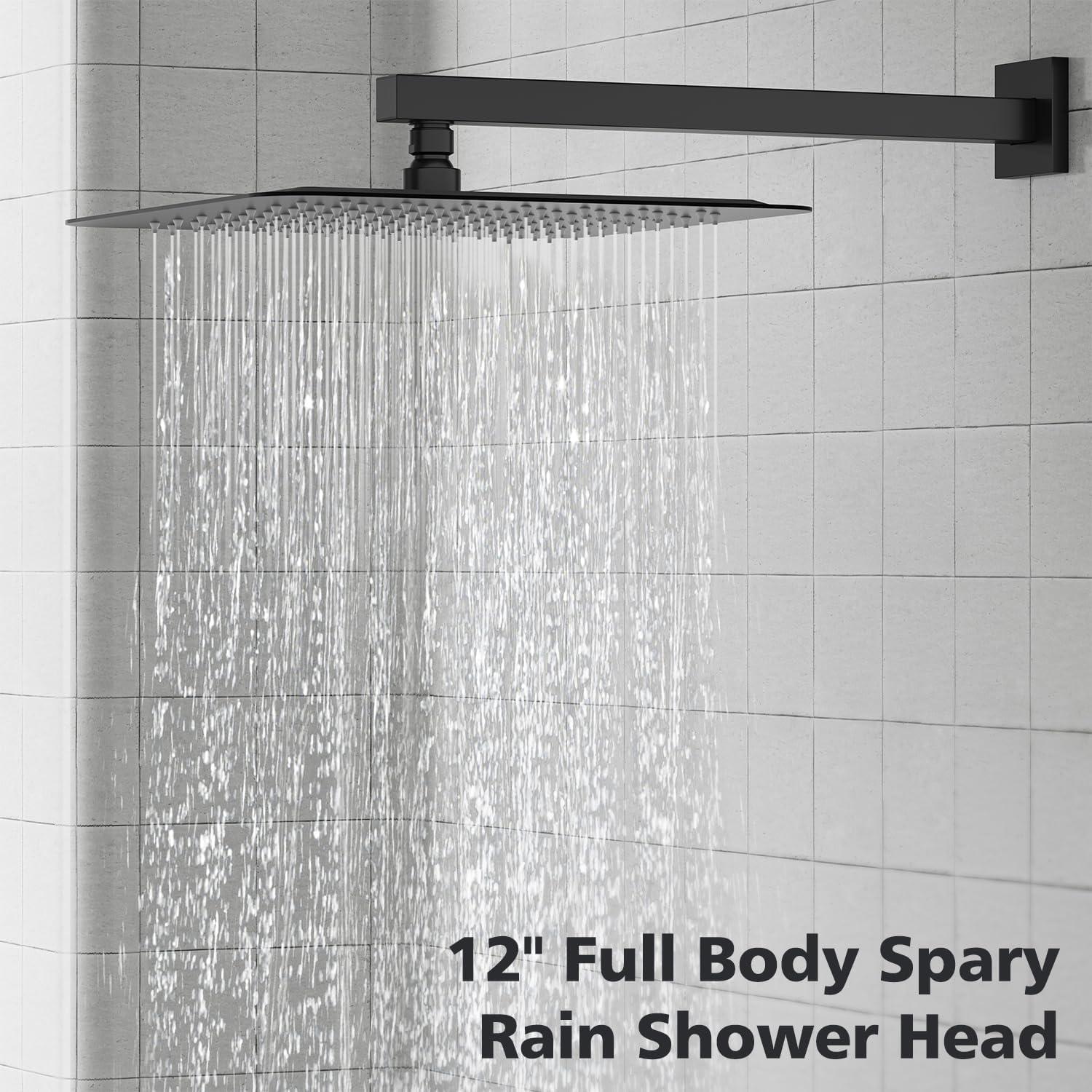 imageGabrylly Gold Shower System HighPressure 10quot Stainless Steel Rain Showerhead with handheld Spray Combo Rainfall Shower Faucet Set Complete 2 Way Valve Included Brushed GoldMatte Black