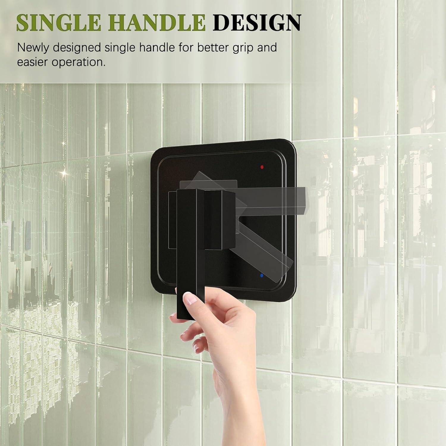 imageGabrylly Shower Faucet Set Bathtub Faucet with 6quot Rain Black Shower Head and Handle Set SingleHandle Tub Shower Trim Kit with Valve Matte Black