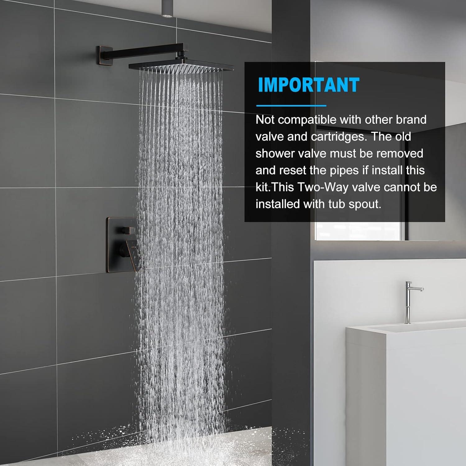 imageGabrylly Shower System 10 Inches Rain Shower Heads with Handheld Spray Combo Wall Mounted Shower Faucets Sets Complete with Shower Valve Kit Shower Head and Handle Set Matte BlackOil Rubbed Bronze