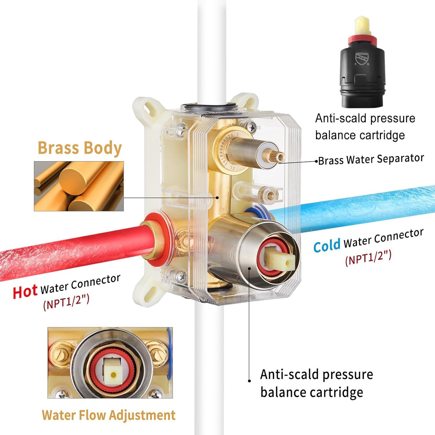 imageGabrylly Shower System 10 Inches Rain Shower Heads with Handheld Spray Combo Wall Mounted Shower Faucets Sets Complete with Shower Valve Kit Shower Head and Handle Set Matte BlackBrushed Nickel