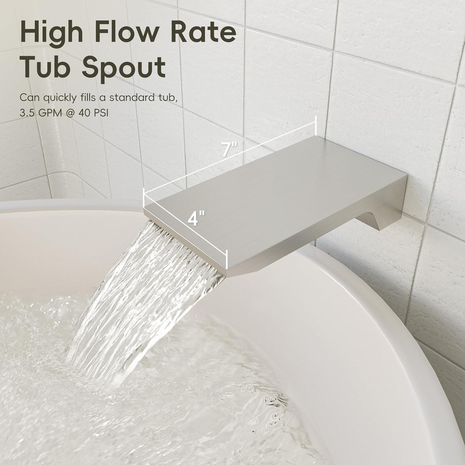 imageGabrylly Shower System 10 Inches Rain Shower Heads with Handheld Spray Combo Wall Mounted Shower Faucets Sets Complete with Shower Valve Kit Shower Head and Handle Set Matte BlackBrushed Nickel