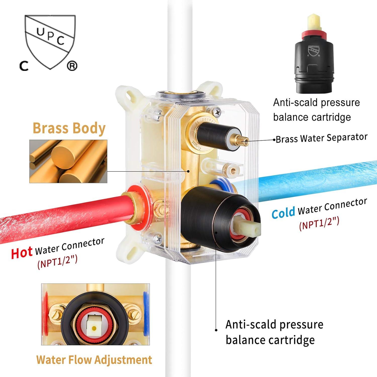imageGabrylly Shower System 10 Inches Rain Shower Heads with Handheld Spray Combo Wall Mounted Shower Faucets Sets Complete with Shower Valve Kit Shower Head and Handle Set Matte BlackOil Rubbed Bronze