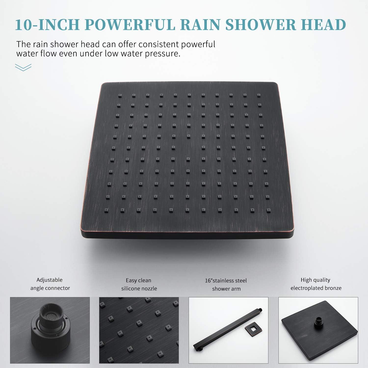 imageGabrylly Shower System 10 Inches Rain Shower Heads with Handheld Spray Combo Wall Mounted Shower Faucets Sets Complete with Shower Valve Kit Shower Head and Handle Set Matte BlackOil Rubbed Bronze