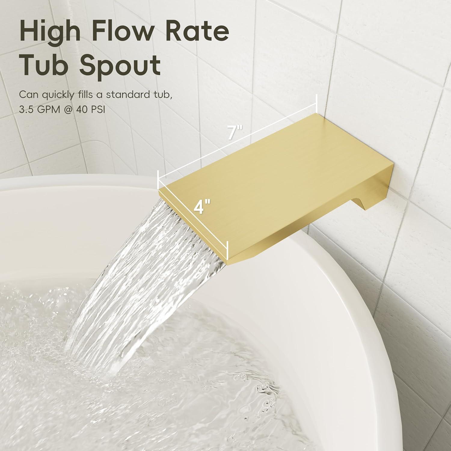 imageGabrylly Shower System 10 Inches Rain Shower Heads with Handheld Spray Combo Wall Mounted Shower Faucets Sets Complete with Shower Valve Kit Shower Head and Handle Set Matte Blackbrushed gold