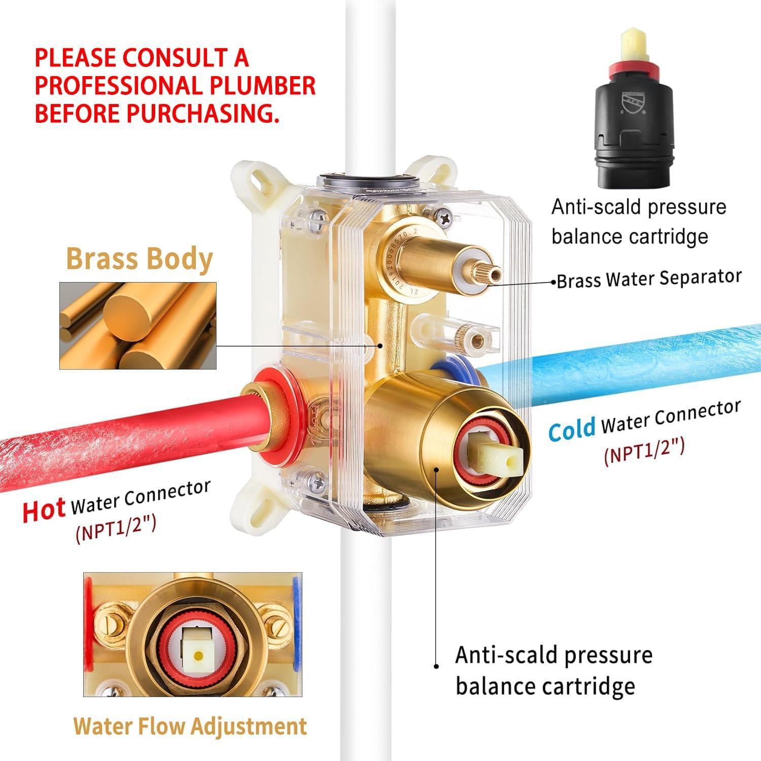 imageGabrylly Shower System 10 Inches Rain Shower Heads with Handheld Spray Combo Wall Mounted Shower Faucets Sets Complete with Shower Valve Kit Shower Head and Handle Set Matte Blackbrushed gold