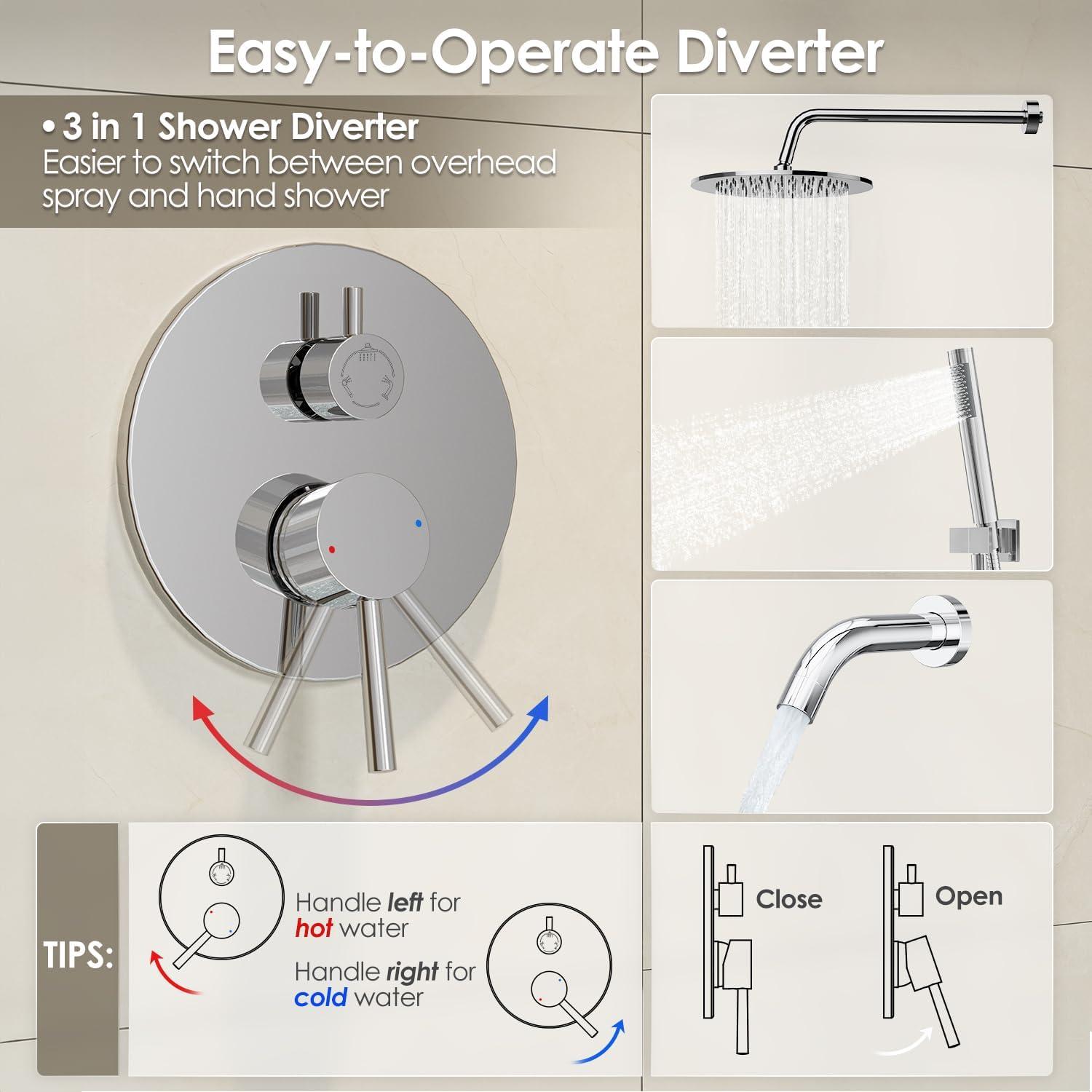 imageGabrylly Shower System Wall Mounted Shower Faucets Set with Shower Valve High Pressure 10quot Rain Shower head with Handheld Spray Combo 2 Way Rainfall Shower Head Set ChromeChrome