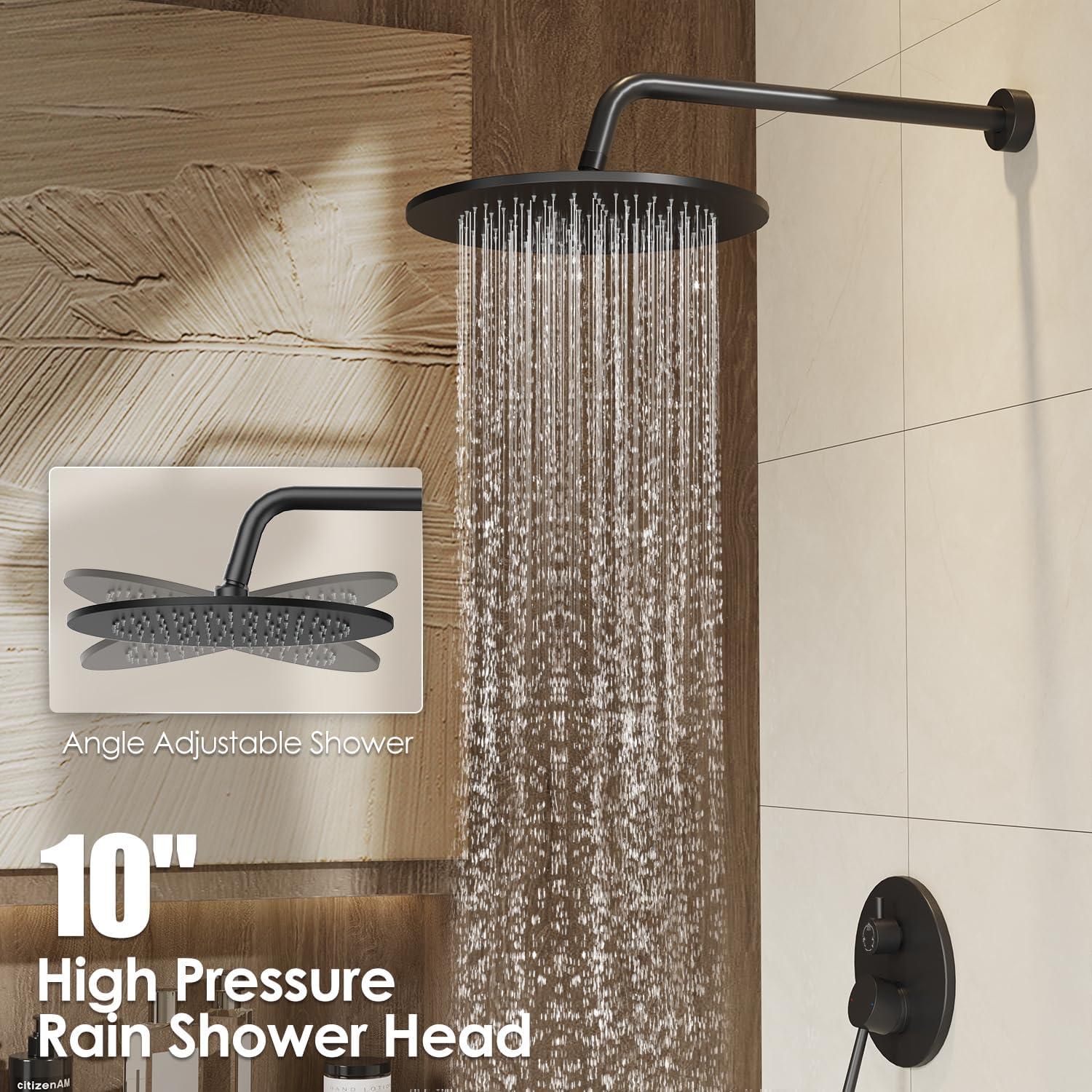 imageGabrylly Shower System Wall Mounted Shower Faucets Set with Shower Valve High Pressure 10quot Rain Shower head with Handheld Spray Combo 2 Way Rainfall Shower Head Set ChromeMatte Black