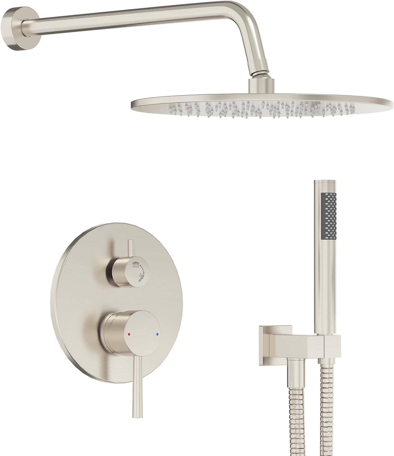 imageGabrylly Shower System Wall Mounted Shower Faucets Set with Shower Valve High Pressure 10quot Rain Shower head with Handheld Spray Combo 2 Way Rainfall Shower Head Set ChromeBrushed Nickel