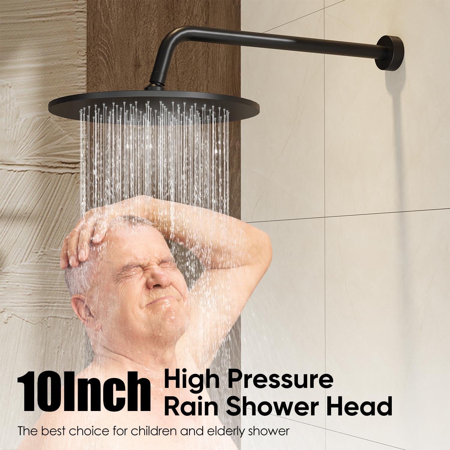 imageGabrylly Shower System Wall Mounted Shower Faucets Set with Shower Valve High Pressure 10quot Rain Shower head with Handheld Spray Combo 2 Way Rainfall Shower Head Set ChromeMatte Black
