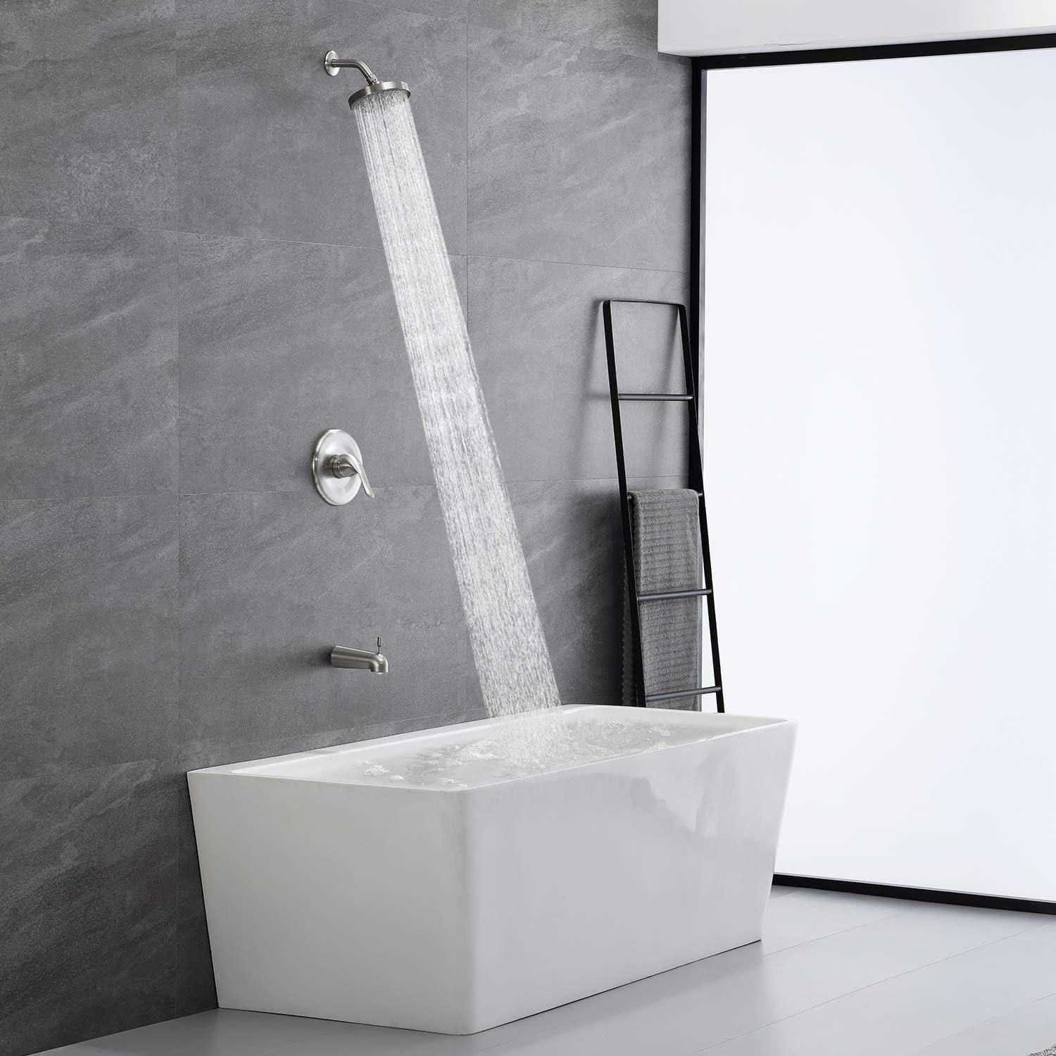 imageGabrylly Single Handle Shower Valve Body for Tub Shower with Diverter and Trim 2 Way Brass RoughIn Shower Mixer Brushed Nickel