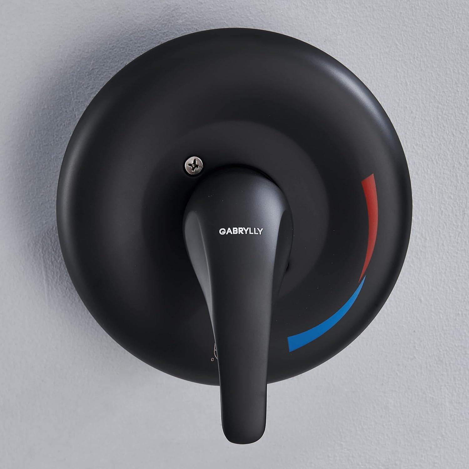 imageGabrylly Single Handle Shower Valve Body for Tub Shower with Diverter and Trim Kit 2 Way Brass RoughIn Shower Mixer Matte Black