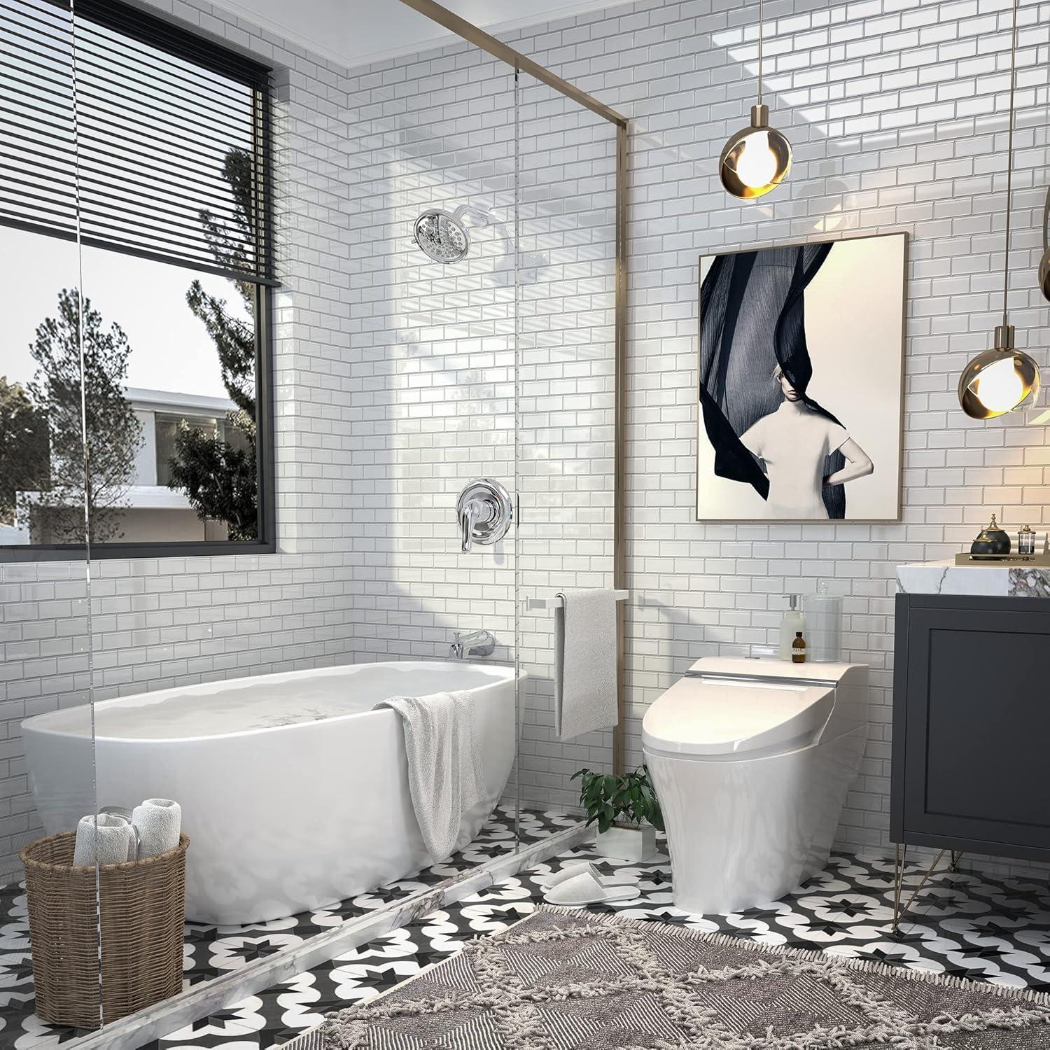 imageGabrylly Tub Shower Kit Tub and Shower Faucet Set with 9Setting Rain Shower Head and Tub Spout SingleHandle Tub and Shower Trim Kit Shower Valve IncludeChrome