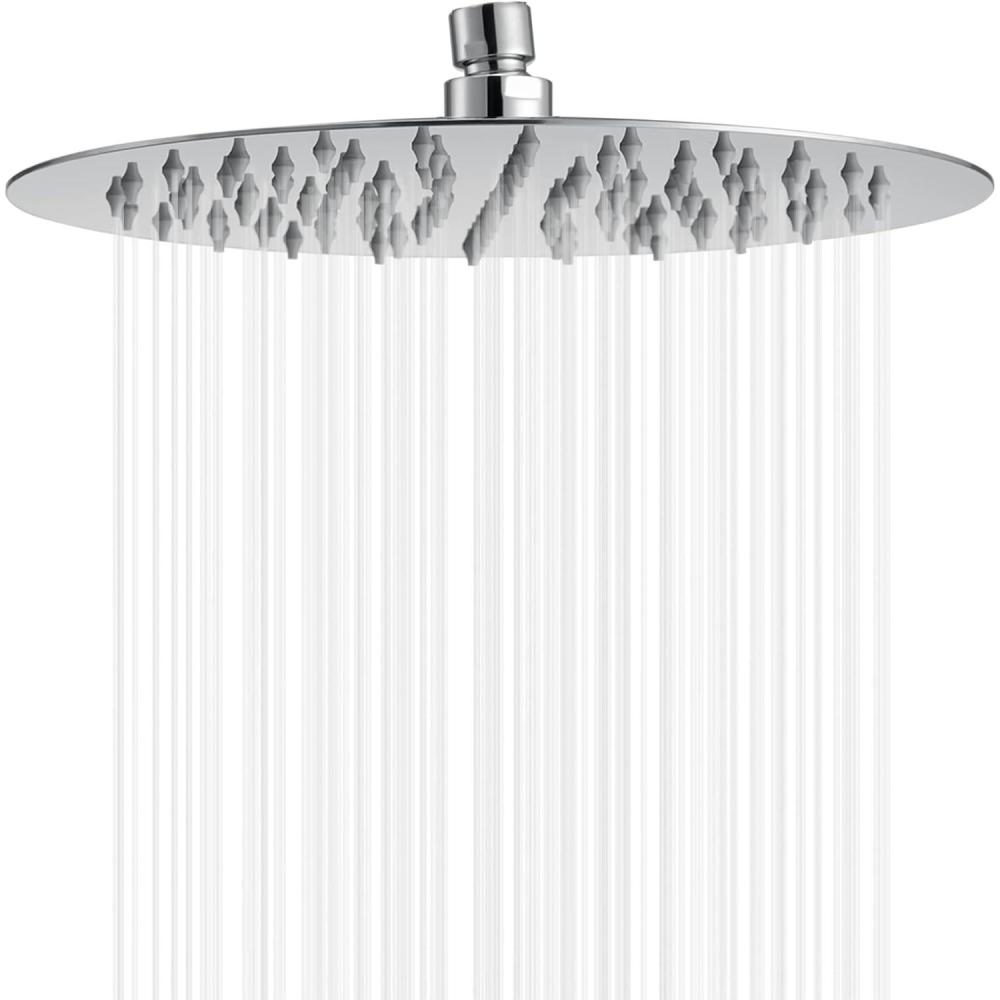 imageGabrylly 10quot Rain Shower Head Stainless Steel Rainfall Ceiling Mount Shower Head Chrome 25 GPM Water Flow