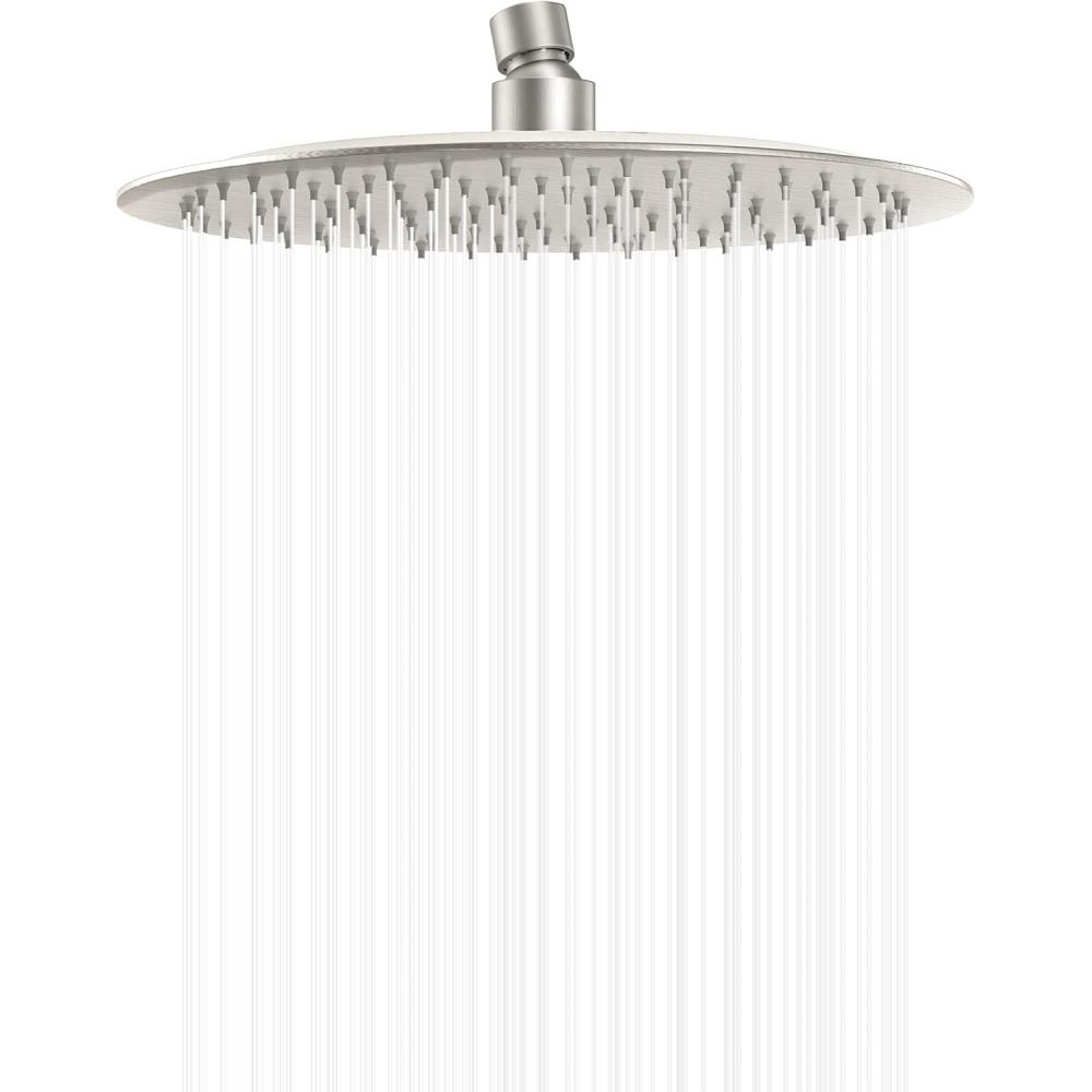 imageGabrylly 12quot Rain Shower Head Stainless Steel Rainfall Ceiling Mount Shower Head Brushed Nickel 25 GPM Water Flow
