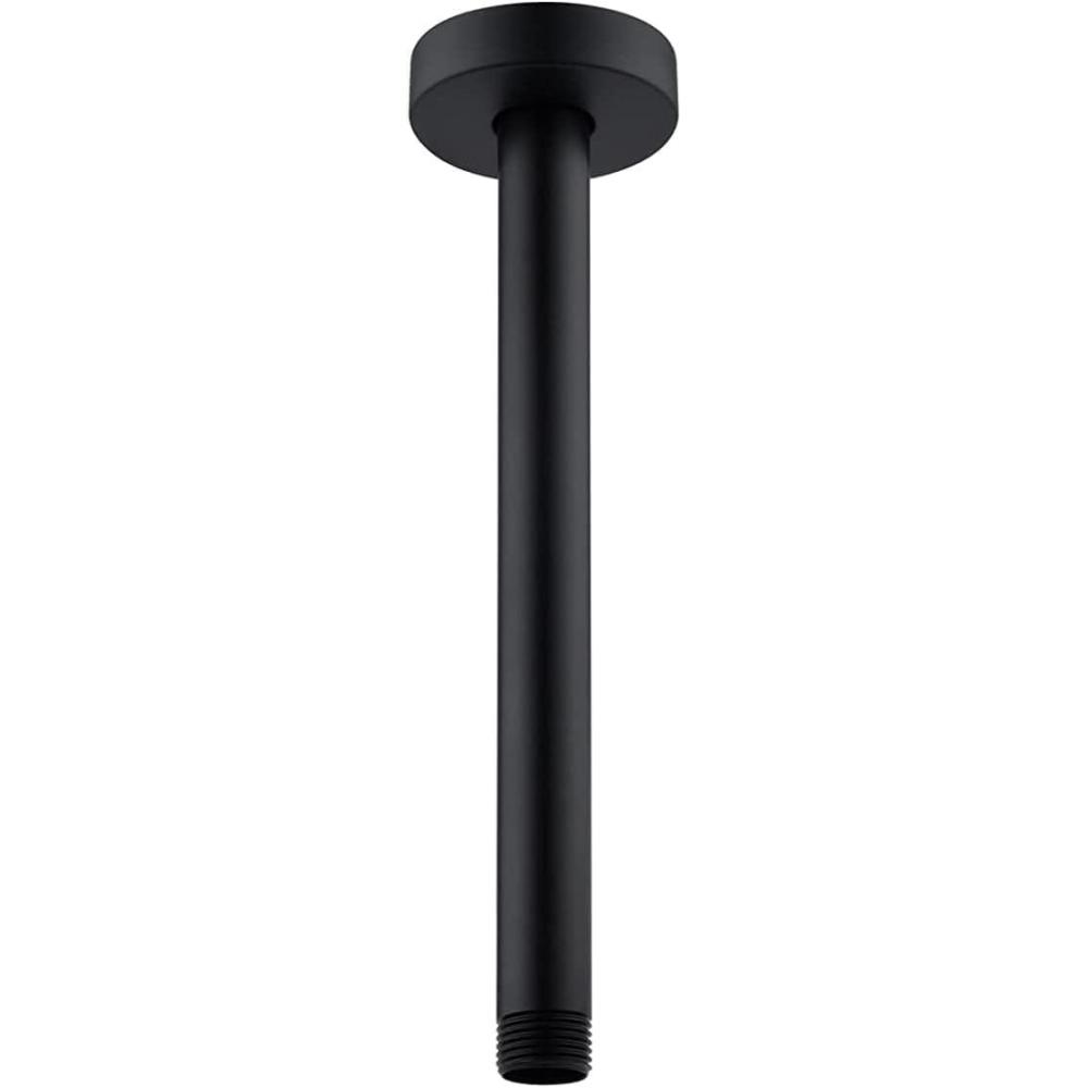 imageGabrylly 8 Inches Round Celing Shower Arm with Flange Solid Brass Matte black