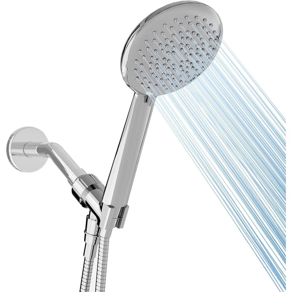 imageGabrylly Shower Head with handheld High Pressure 5Setting Handheld Shower Head Set with 59quot Stainless Steel Shower Hose and Angle Adjustable Bracket Brushed NickelChrome