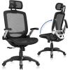 imageGABRYLLY Ergonomic Office Chair High Back Home Desk Chair with Headrest FlipUp Arms 90120 Tilt Lock and Wide Cushion Big and Tall Mesh Chairs for Man Woman Grey Task ChairBlack
