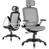 imageGABRYLLY Ergonomic Office Chair High Back Home Desk Chair with Headrest FlipUp Arms 90120 Tilt Lock and Wide Cushion Big and Tall Mesh Chairs for Man Woman Grey Task ChairGrey