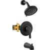 imageGabrylly Tub Shower Faucet Set Black Shower Head and Handle Set with 9Setting Rain Shower Head and Tub Spout SingleHandle Shower Trim Kit with Valve Matte Black