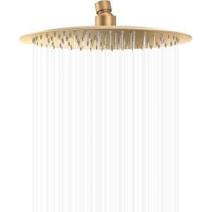 Gabrylly 12″ Rain Shower Head, Stainless Steel Rainfall Ceiling Mount Shower Head, Brushed Gold, 2.5 GPM Water Flow