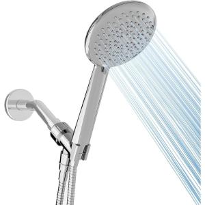 Gabrylly Shower Head with handheld, High Pressure 5-Setting Handheld Shower Head Set with 59″ Stainless Steel Shower Hose and Angle Adjustable Bracket, Brushed Nickel(Chrome)