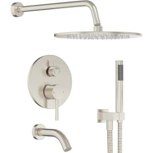 Gabrylly Shower System, Wall Mounted Shower Faucets Set with Shower Valve, High Pressure 10″ Rain Shower head with Handheld Spray Combo, 2 Way Rainfall Shower Head Set, Chrome(Brushed Nickel)