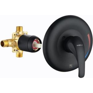 Gabrylly Single Handle Shower Valve Body for Tub Shower with Diverter and Trim Kit, 2 Way Brass Rough-In Shower Mixer, Matte Black