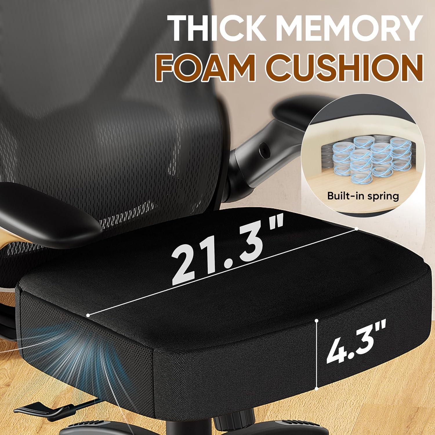 imageGABRYLLY Ergonomic Office Chair Home Mesh Desk Chair with Adjustable Lumbar Support 5D Arms ampamp Wide Seat 135 Recline Big and Tall Computer Chairs for Work Gaming Heavy Duty300LBSBlack