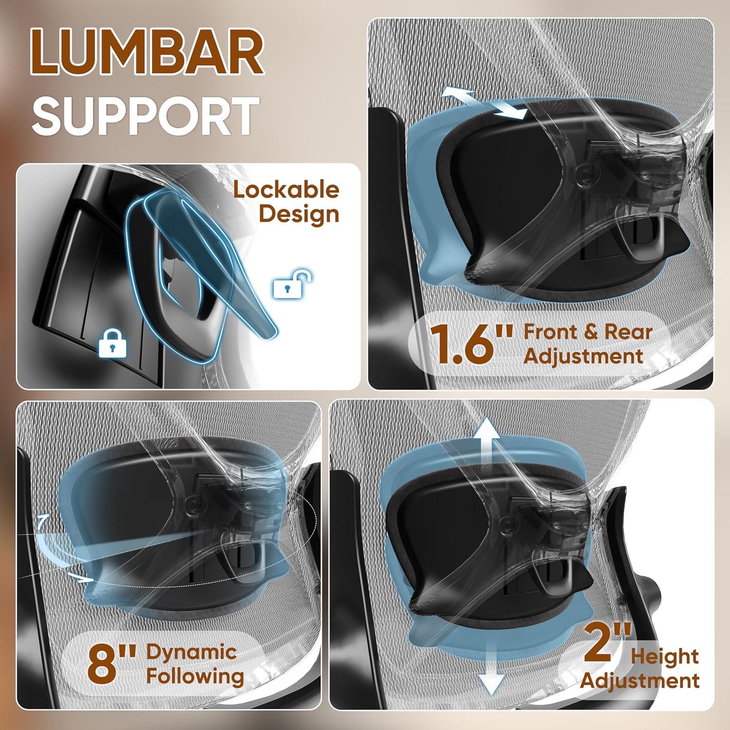 imageGABRYLLY Ergonomic Office Chair Home Mesh Desk Chair with Adjustable Lumbar Support 5D Arms ampamp Wide Seat 135 Recline Big and Tall Computer Chairs for Work Gaming Heavy Duty300LBSBlack