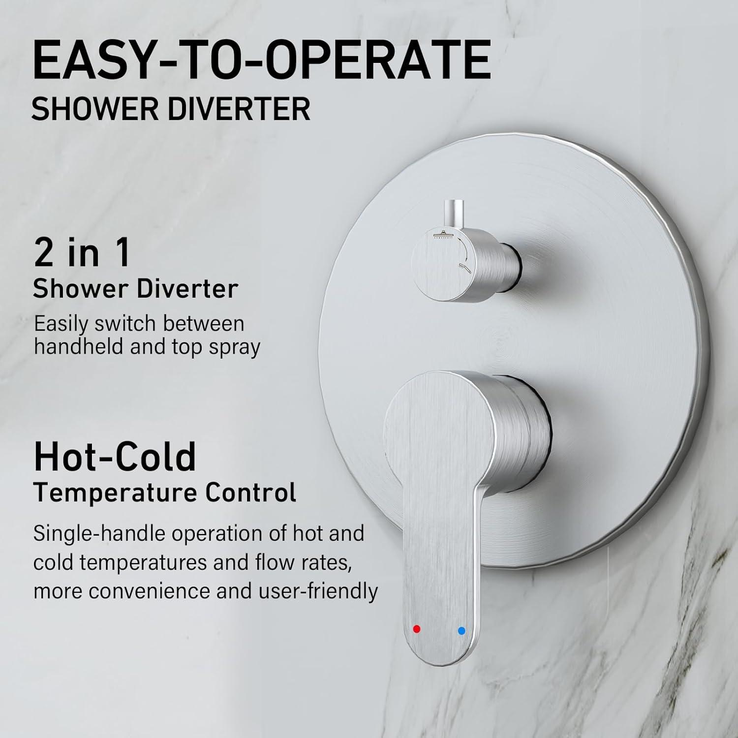 imageGabrylly Shower System Ceiling Shower Faucet Set with 12quot Rain Shower head and Handheld Shower Shower Combo Set with Valve Brushed NickelBrushed Nickel
